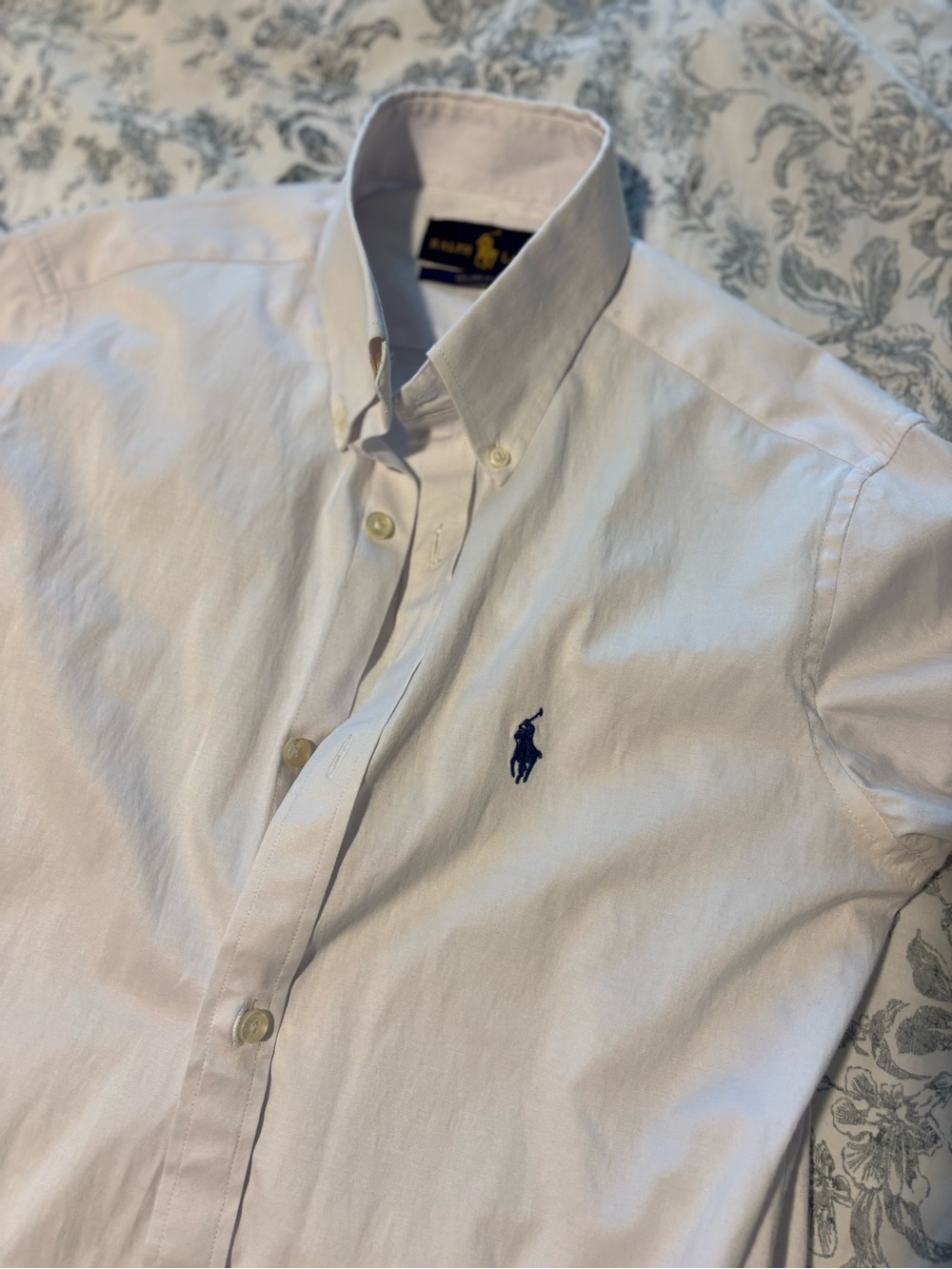 Ralph Lauren Men's Light Pink Button-Down Shirt with Navy Pony